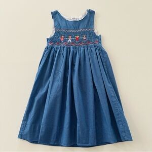 Vintage Orient Expressed Girls 4 Blue Smocked Dress
